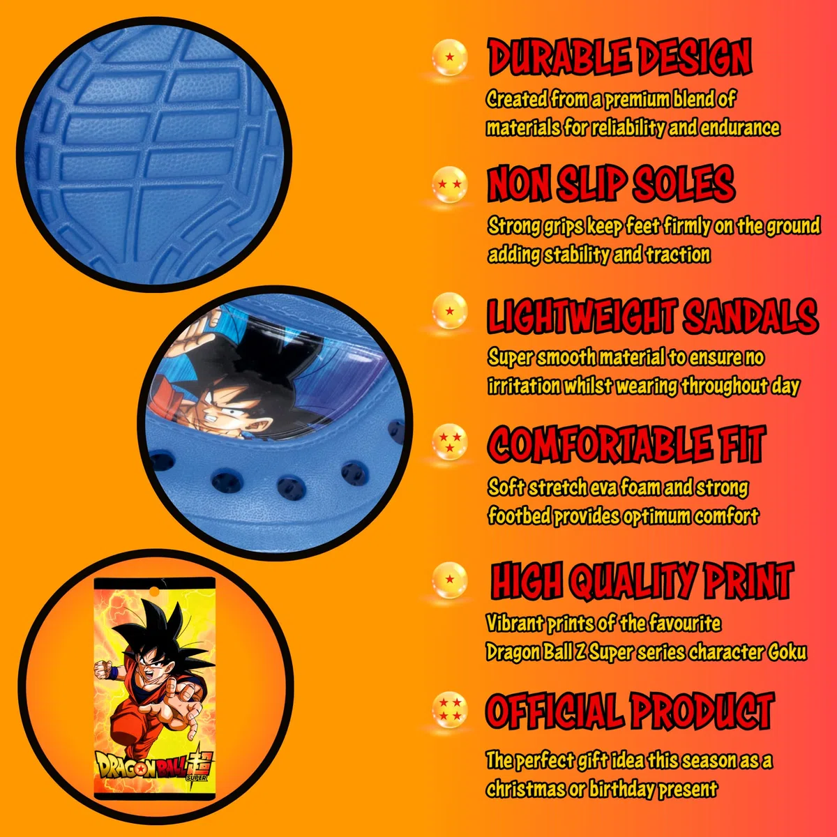 Dragon Ball Z Zoccoli Ragazzi, Design Sandali Goku e Super Saiyan, Taglie EU 22 a 33