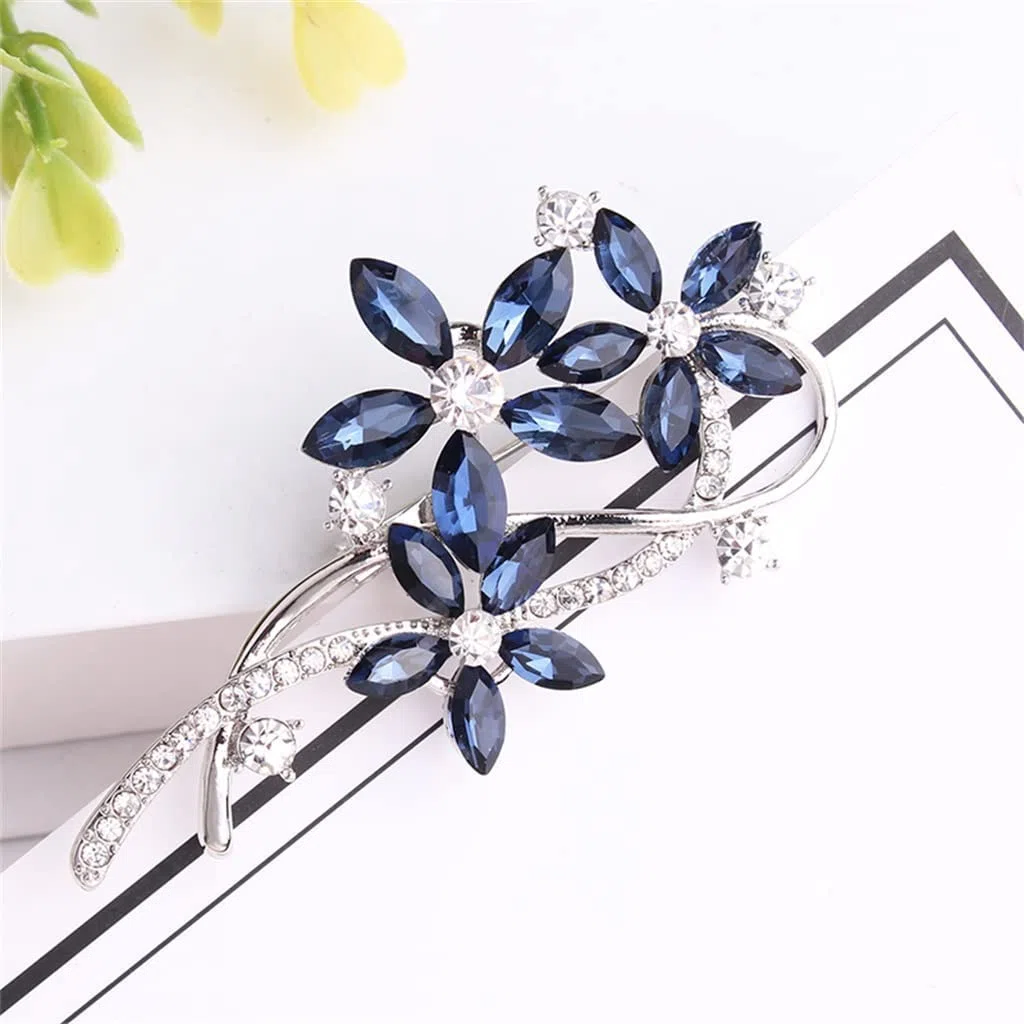 Spilla da Donna in Lega di Zinco Blu, per Giacca, Festa di Nozze, Regalo, Cardigan, Abito, Accessori Decorativi,Blue 6.5cm*3.3cm
