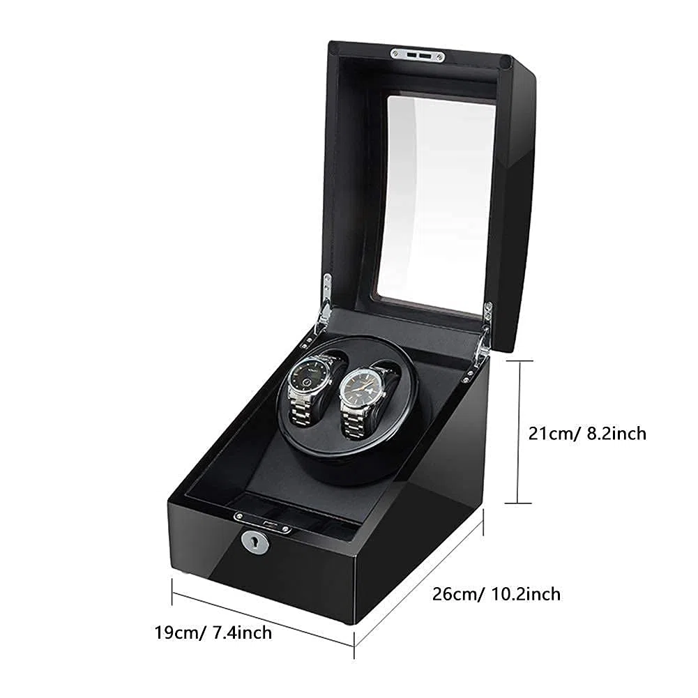 Scatola Carica Orologi 2+3 Adattatore Carica Orologi Automatico e Alimentato a Batteria Finitura in Legno Pianoforte Motore Silenzioso creatività