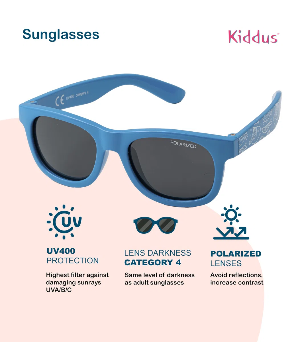 Kiddus Occhiali da sole Polarizzati per bebè, bambina, bambino. Da 8 mesi. UV400 100% protezione UVA e UVB. CAT 4. Senza BPA. Aste Flessibili. Designed in Barcelona