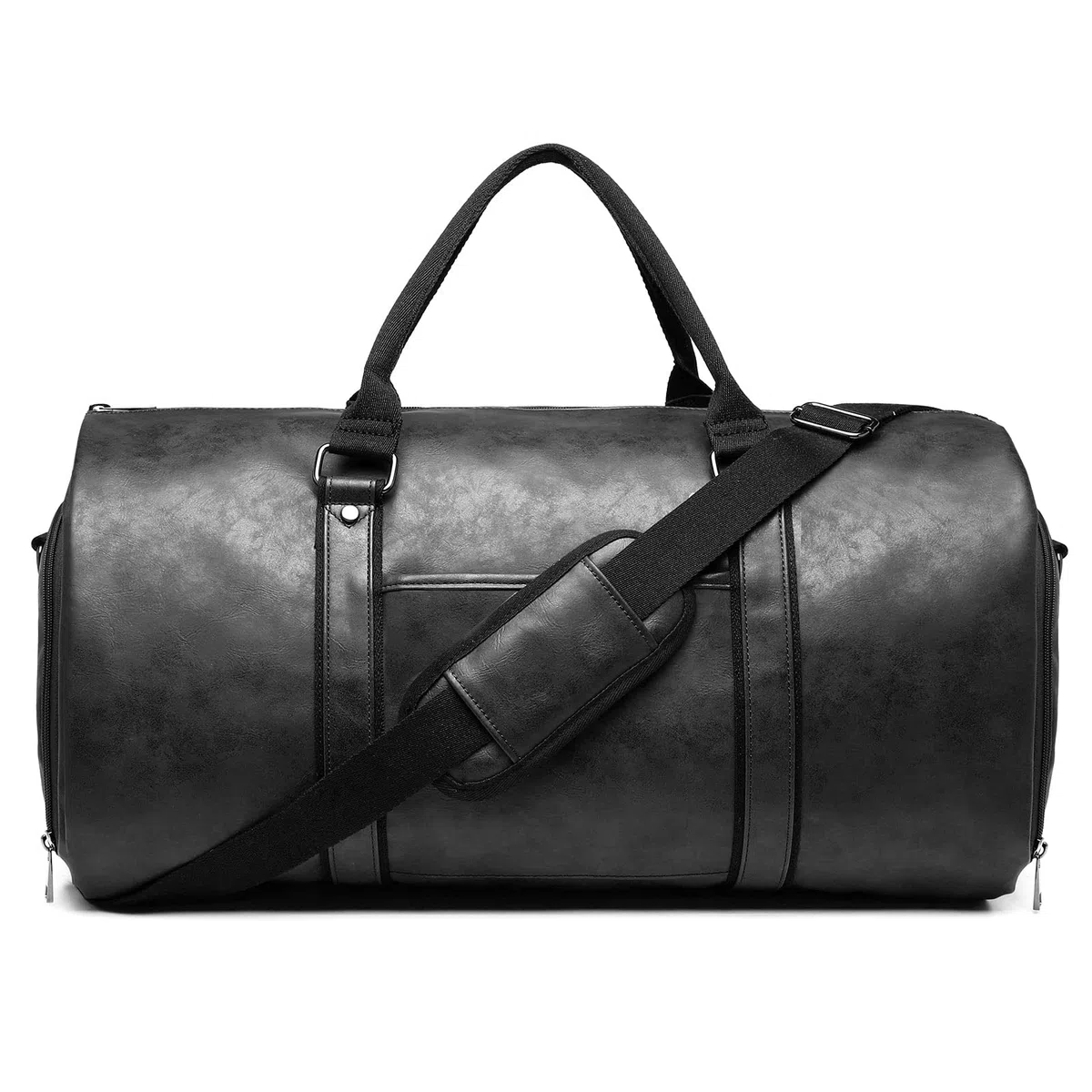 Borsa porta abiti da viaggio in pelle convertibile da uomo con scomparto per scarpe, impermeabile, perfetta per viaggi d'affari/regali per marito, Nero