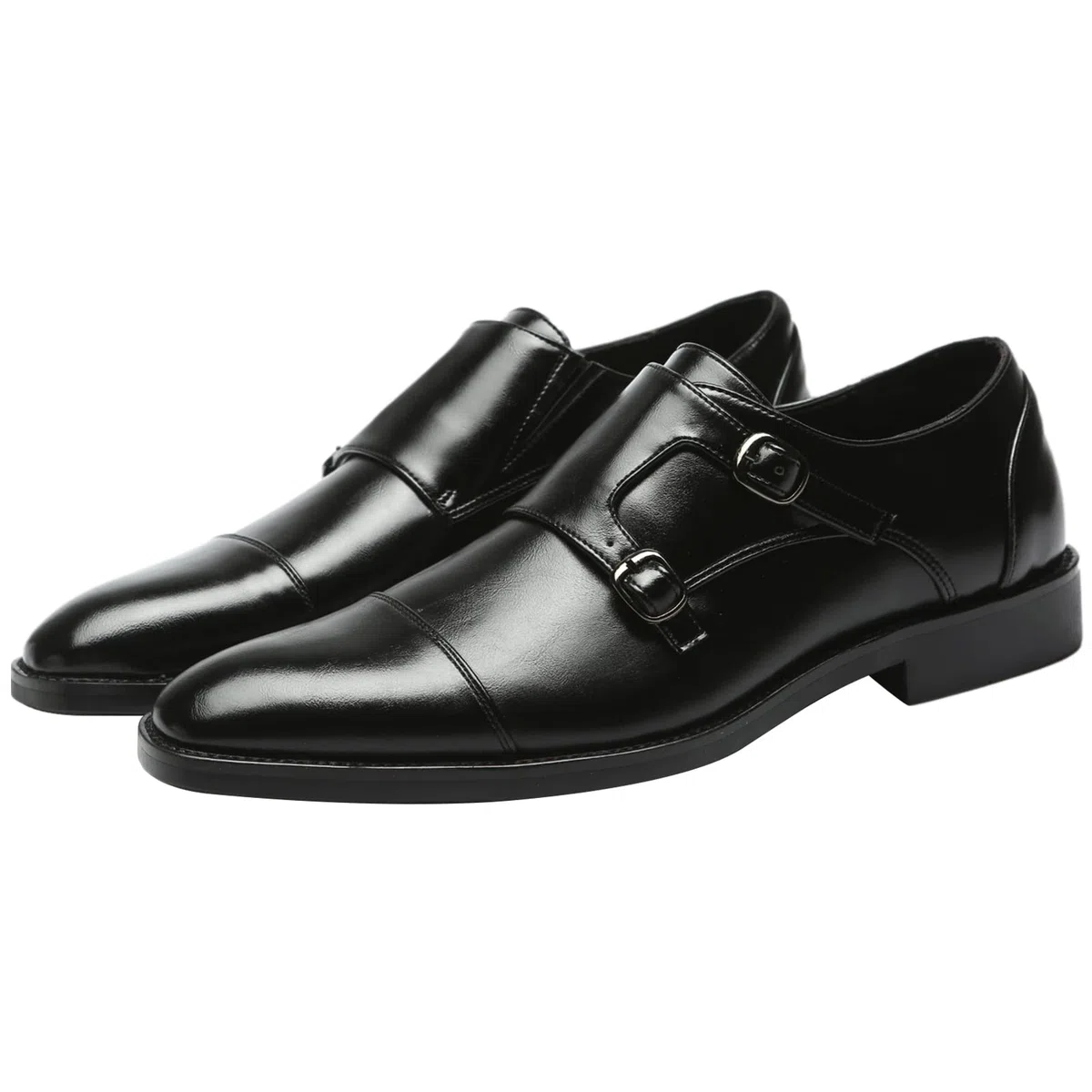 ANUFER Signore Inteligente cap Toe Doppia Fibbia Scarpe da Monaco Pelle Sintetica Formale Scarpe Eleganti