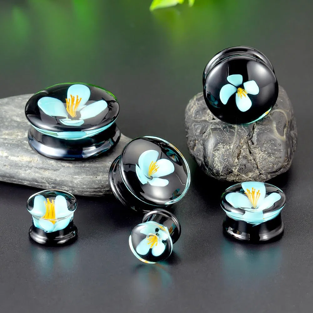 COOEAR 1 paio di orecchini pendenti alla moda blu espansivo cosmico Star Ear Piercing Plug da 8mm a 25mm.