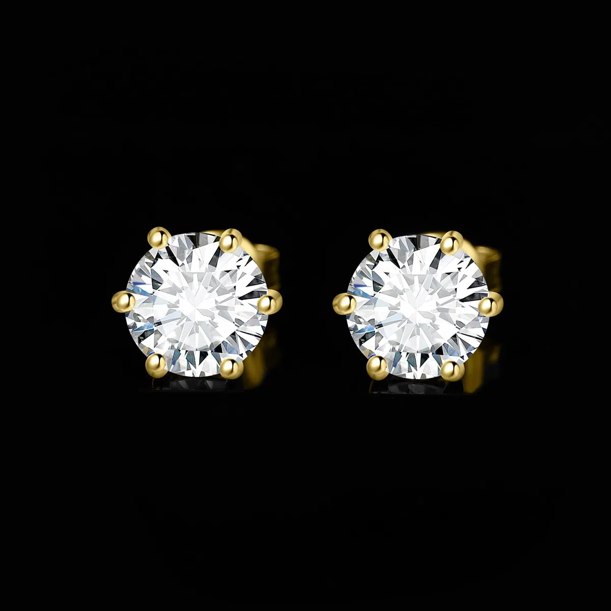 JewelryPalace Orecchini a Bottone Donna Argento 925 con Creato Moissanite, Piercing a Lobo con Pietra a Taglio Rotondo, Solitario in Tre Ori Set Gioielli