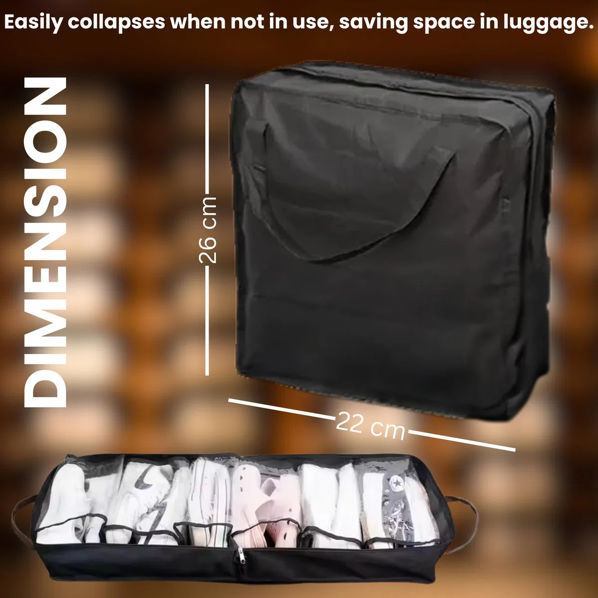 Borsa porta scarpe da viaggio portatile, compatta e pieghevole, per un massimo di 6 paia di scarpe, ideale per viaggiare e tenere in ordine le scarpe, facile da trasportare e riporre, design in