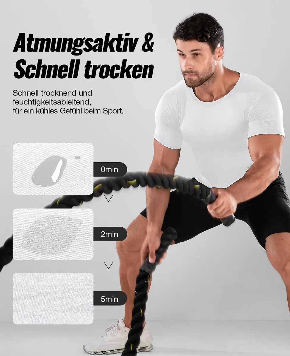 Niksa 1/2/3 pezzi, maglietta funzionale da uomo, a compressione, a maniche corte, sportiva, girocollo, traspirante, per corsa, allenamento, fitness