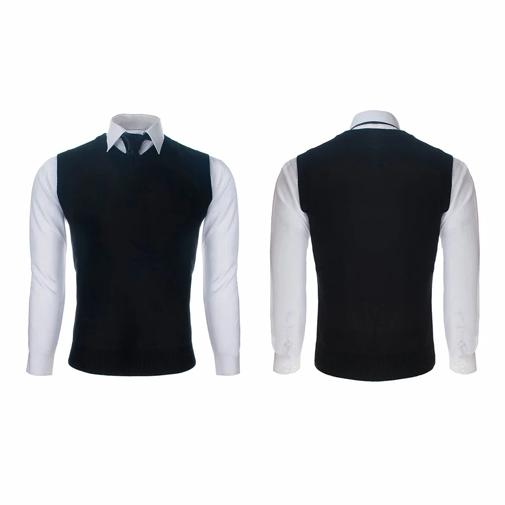 TopTie Gilet da Uomo in Tinta Unita Tinta Unita da Uomo d'Affari, Pullover Casual in Cotone Aderente