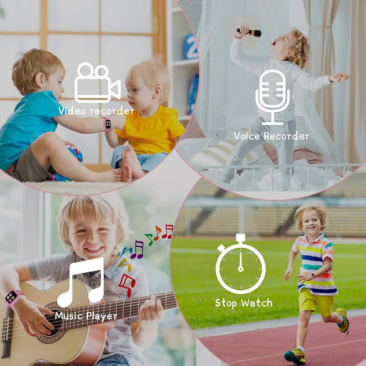 VannicoELEJAFE Smartwatch Bambini 24 Giochi Musica Contapassi Calorico, 2*Fotocamere Torcia Orologio Smartwatch Bambini Sveglia Video, Ragazzi e Ragazze Regalo di Natale 2-13 anni[Scheda SD integrata]