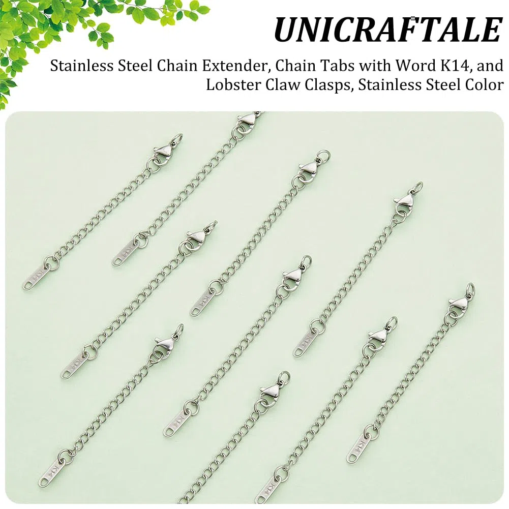 UNICRAFTALE 40Pz Estensore A Catena in Acciaio Inox 64~80mm Collana Bracciale Estensore A Catena Cavigliera Ciondolo Estensori A Catena Prolunga per Catena con Charms per La Produzione di Gioielli