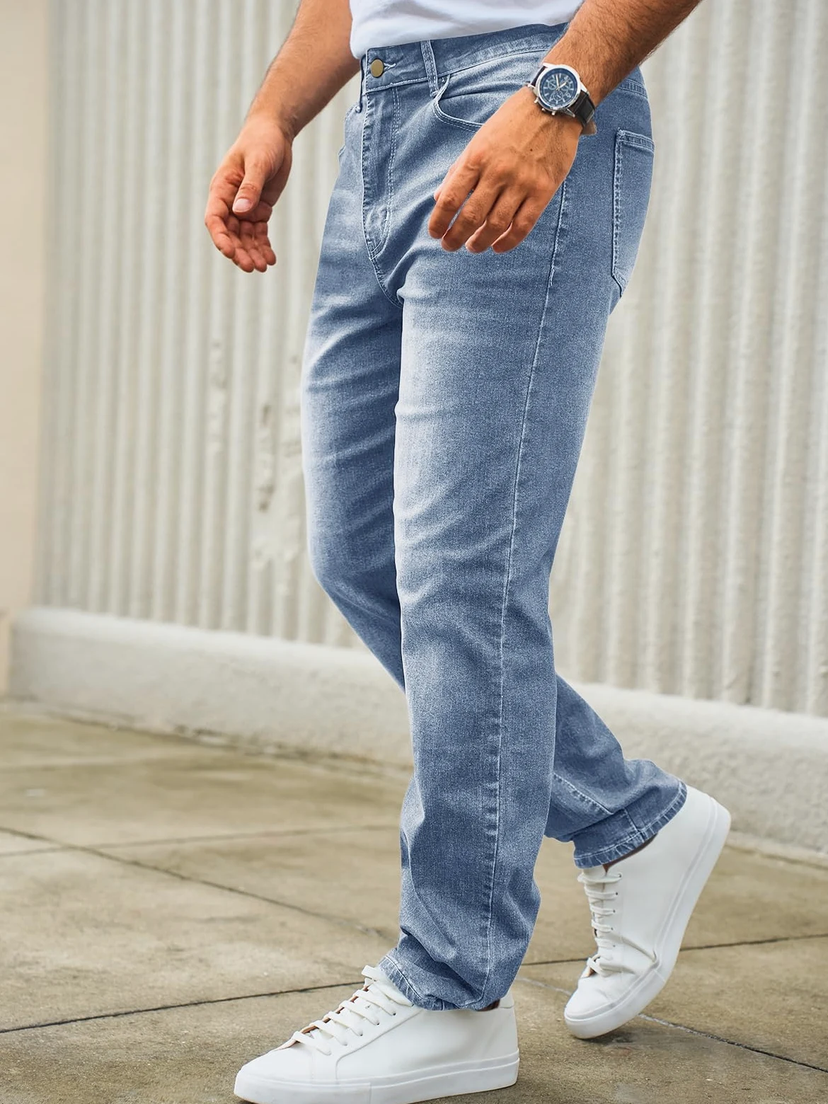 Runcati Jeans da uomo, vestibilità normale, jeans per il tempo libero, elasticizzati, in denim