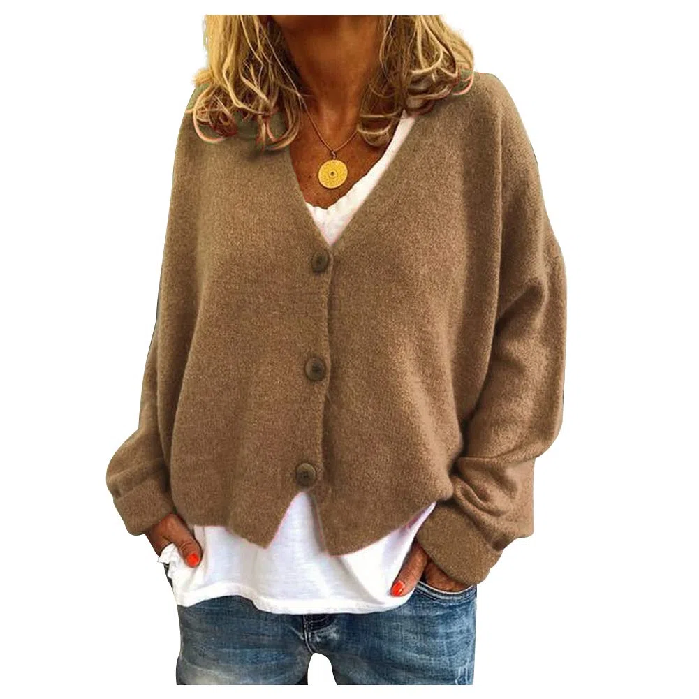 SISAY Cardigan in Lana Donna Scollo a V Manica Lunga Taglie Forti Autunno Invernale Giacca Manica Pipistrello Maglia Cappotti con Bottoni Maglione Giubbotto Cashmere Anteriore Elegante Maglione