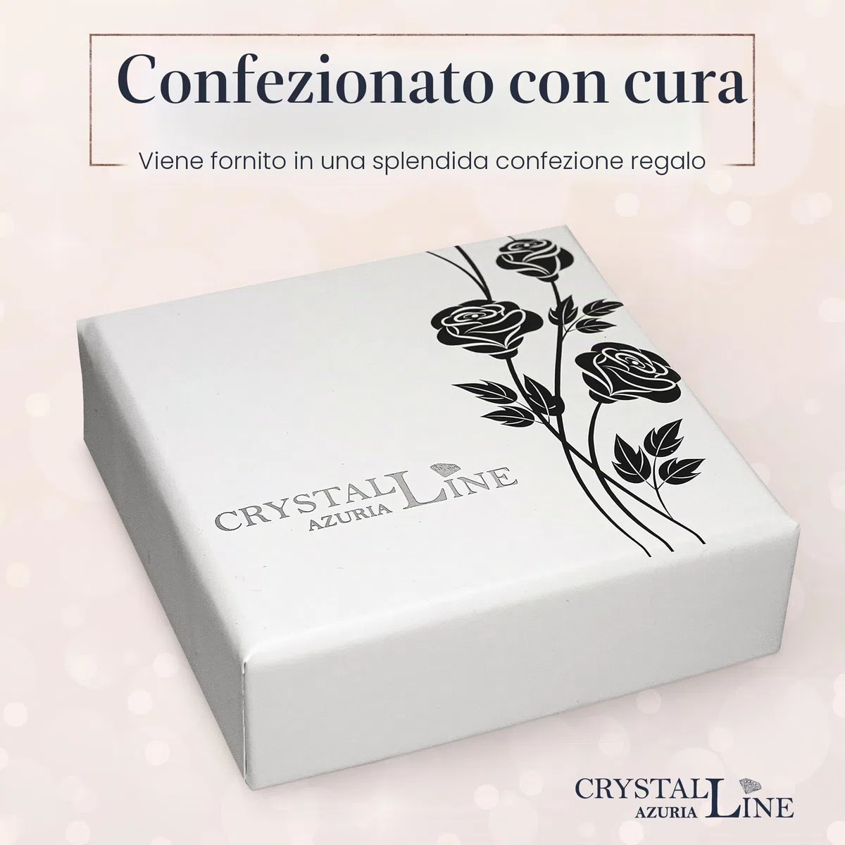 Crystalline Azuria Donna 18ct Placcato Oro Bianco Lacrima Cristalli Blu Acquamarina simulato Parure Collana con Ciondolo 45 cm Orecchini