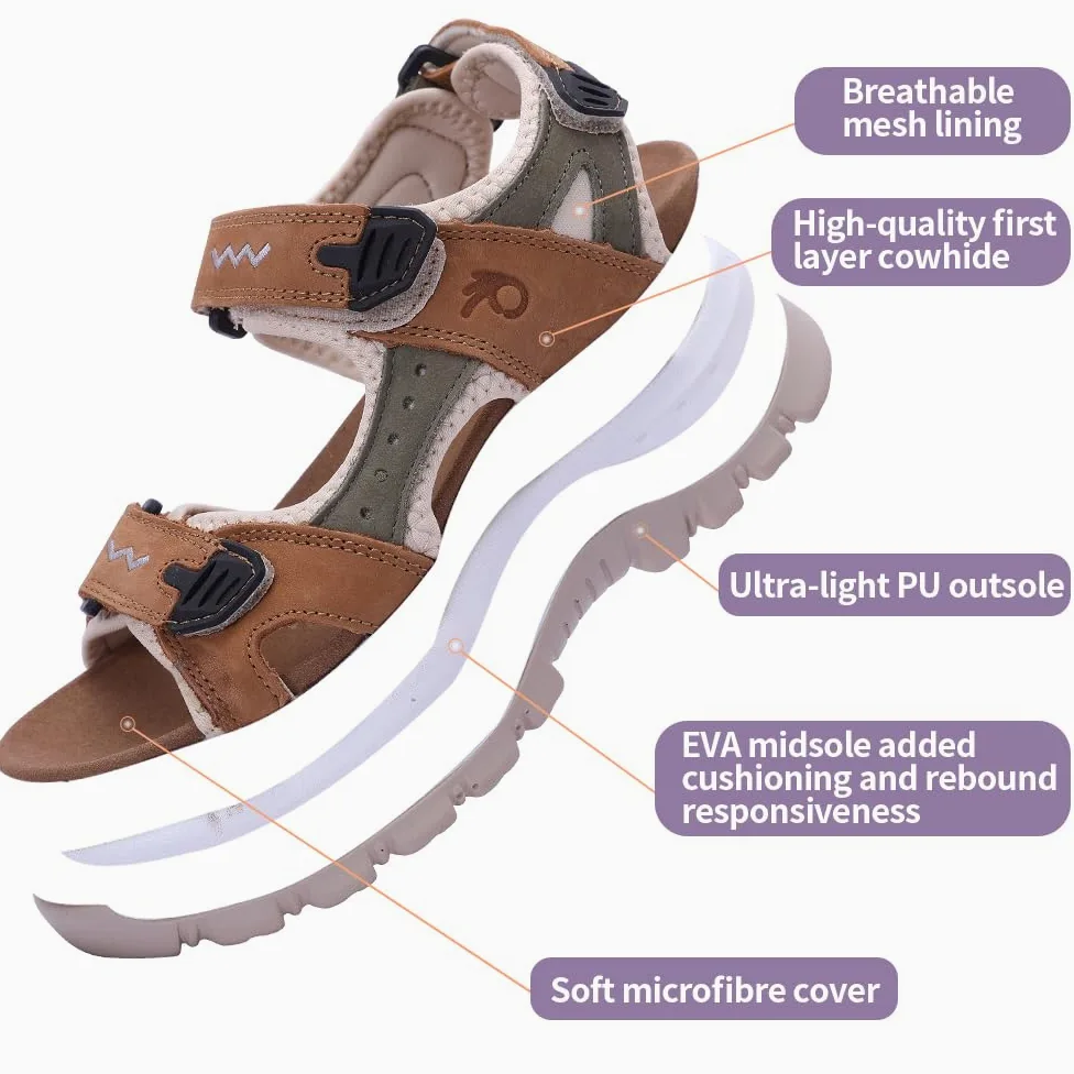 MGGMOKAY Sandali Sportivi da Donna Sandali da Trekking Donna in Pelle