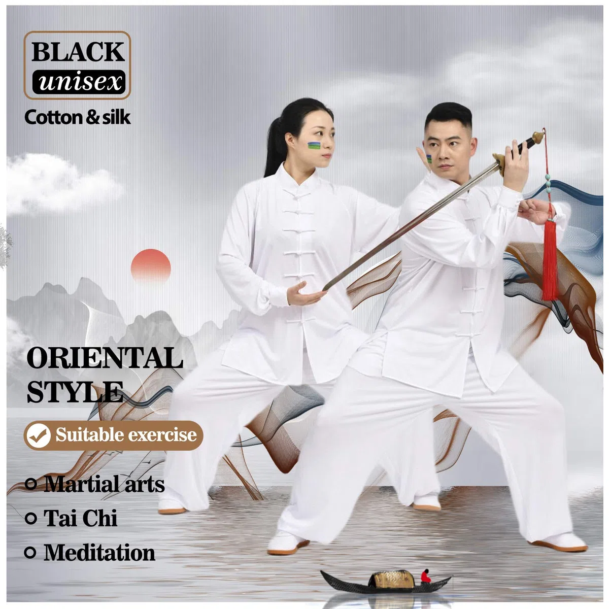 BBLAC 2KEY Abbigliamento per arti marziali | Uniformi tradizionali cinesi per Tai Chi e Wing Chun | Costume unisex realizzato in seta di latte | Costumi leggeri per meditazione e qigong