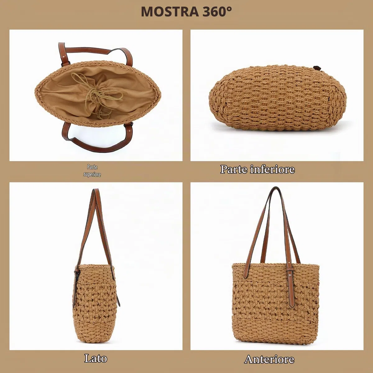 SUKUTU Donne Carta Corda di paglia intrecciata Borsa di paglia intrecciata Vacanze estive Tote Bag Spiaggia intrecciata Borsa di paglia a Tracolla