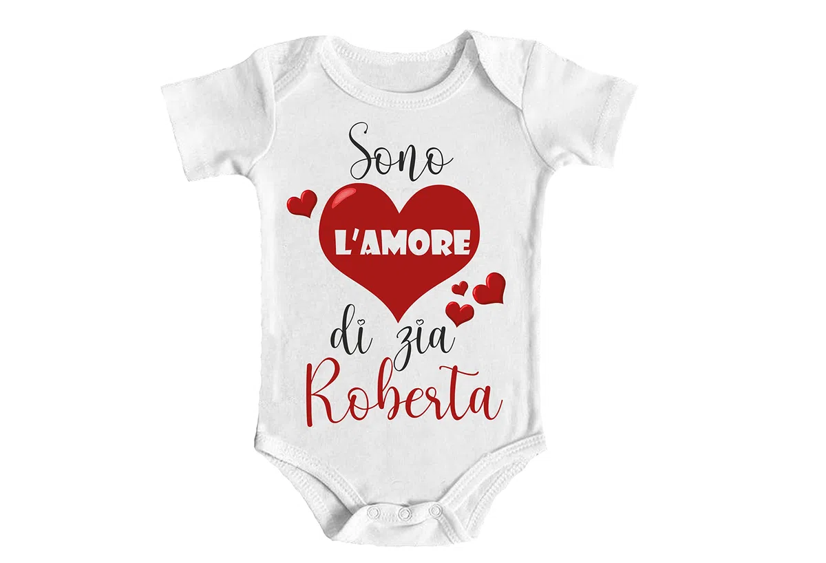 Body Neonato Personalizzato con Nome, Body Sgambato in Cotone “Sono l’Amore di…”, Unisex Bimbo Bimba, Idea Regalo Nascita Famiglia