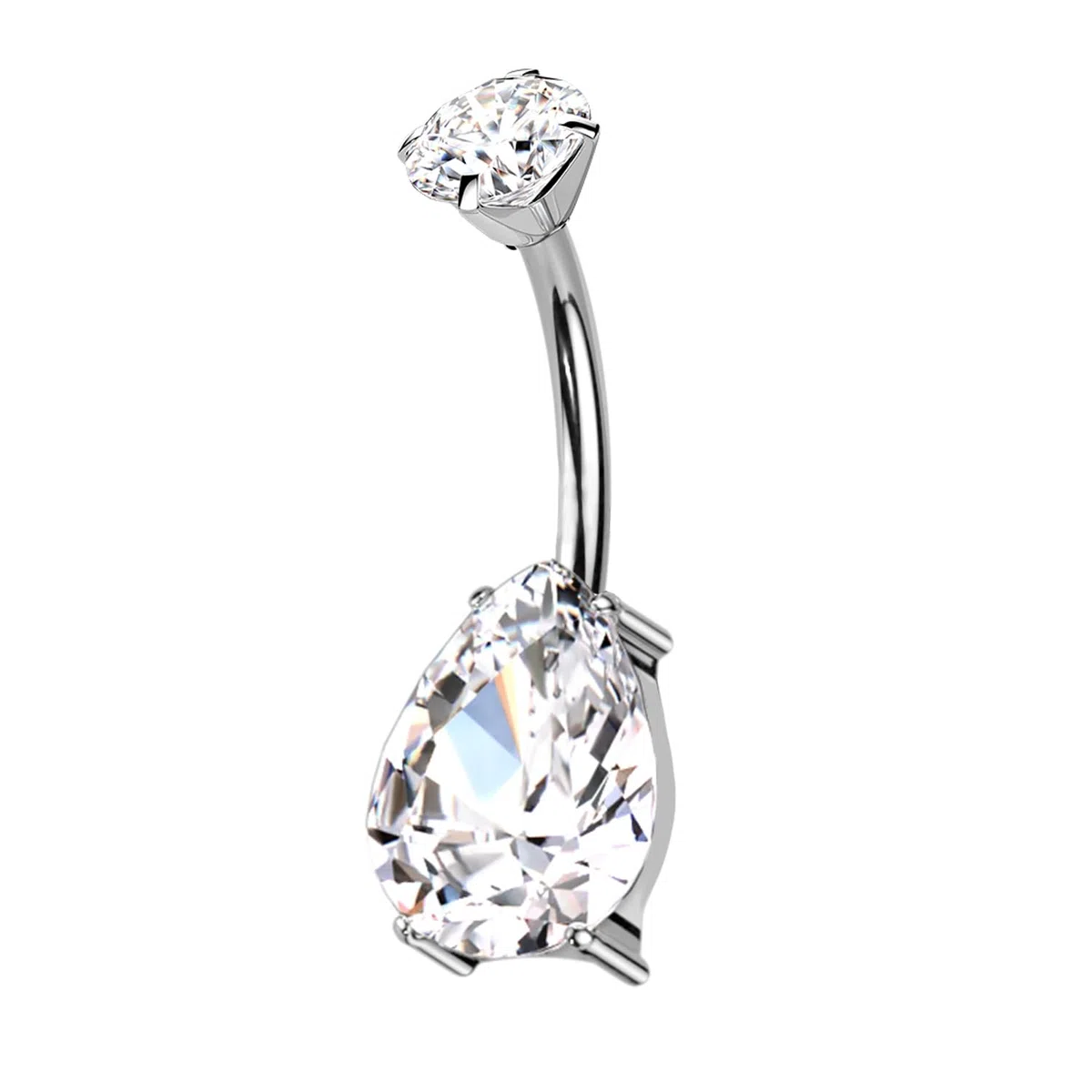 AWAKEN Piercing Banana Ombelico in Titanio con Cristalli Filettatura Interna