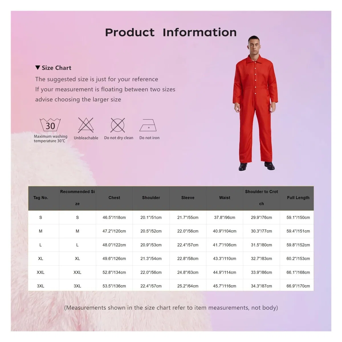 Tuta da uomo e donna, tuta con risvolto, manica lunga, meccanico, uniformi officina, volo per Officine e Magazzini Meccanici(Pink,3XL)