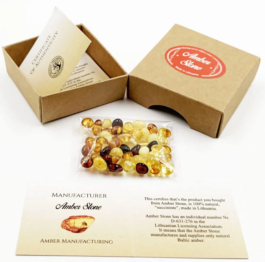 Perle sciolte di ambra baltica naturale con foro praticato - Perle di ambra naturale certificata per la creazione di gioielli 5gr. (Multicolore)