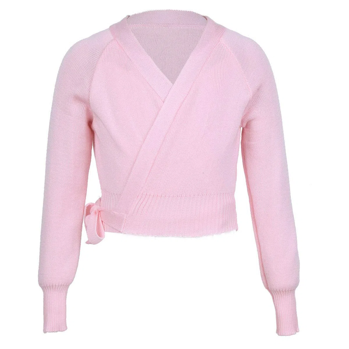 Alvivi Maglioni di Balletto Scaldacuore da Ragazza per Danza Top Corto da Danza Classica con Maniche Lunghe per Bambini Cardigan Crossover in Cotone Dancewear Rosa d 7-8 Anni