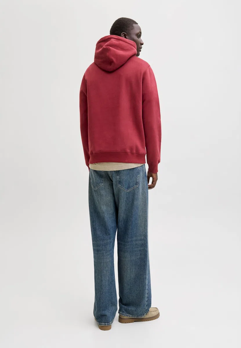 JACK & JONES Jorbleecker Branding Sweat Hood BF, Rosso Tibetano, M Uomo