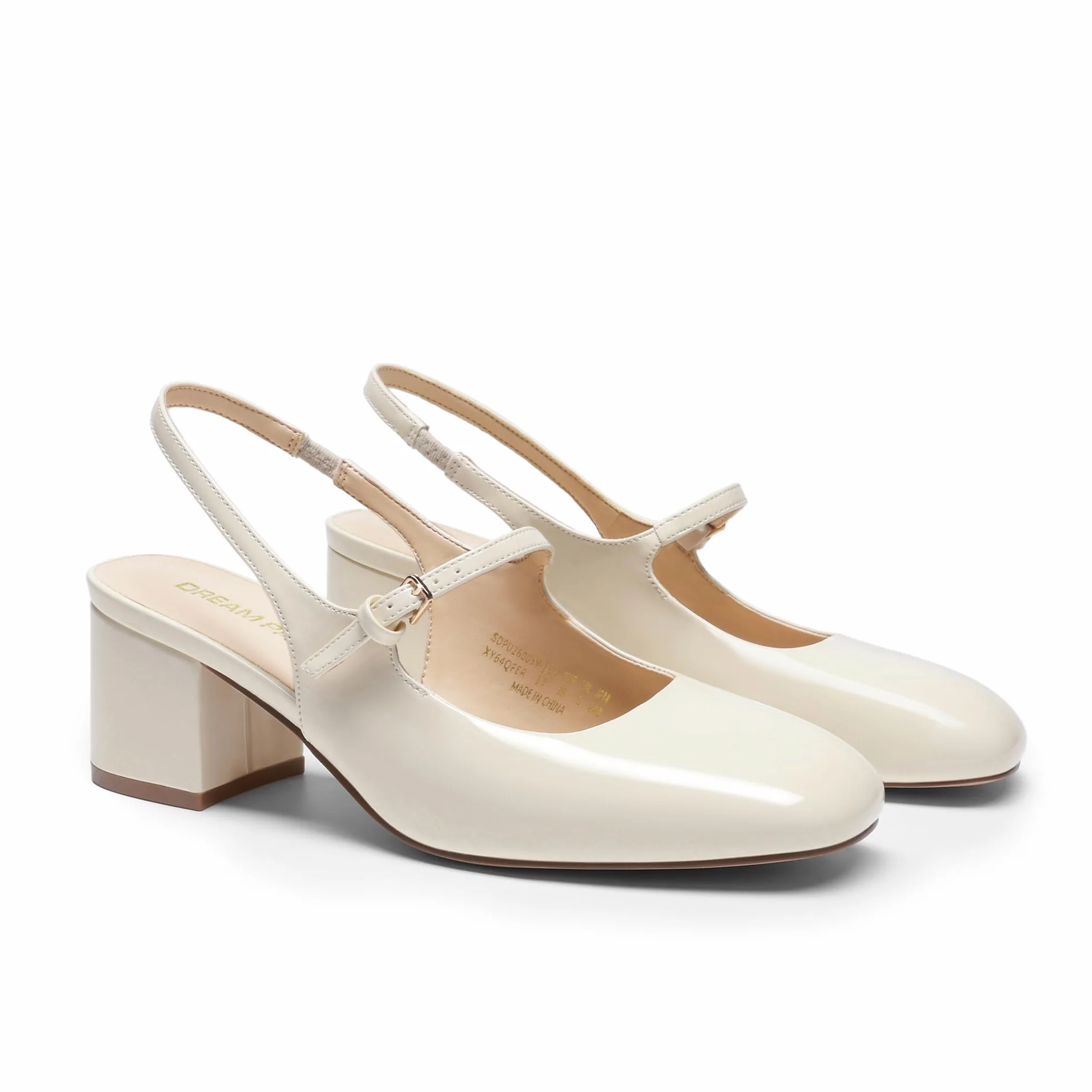 DREAM PAIRS Scarpe Donna Eleganti - Mary Jane Basse con Tacco Grosso, Slingback, Punta Quadrata, Chiuse, per Matrimonio, Festa, Lavoro, Ufficio