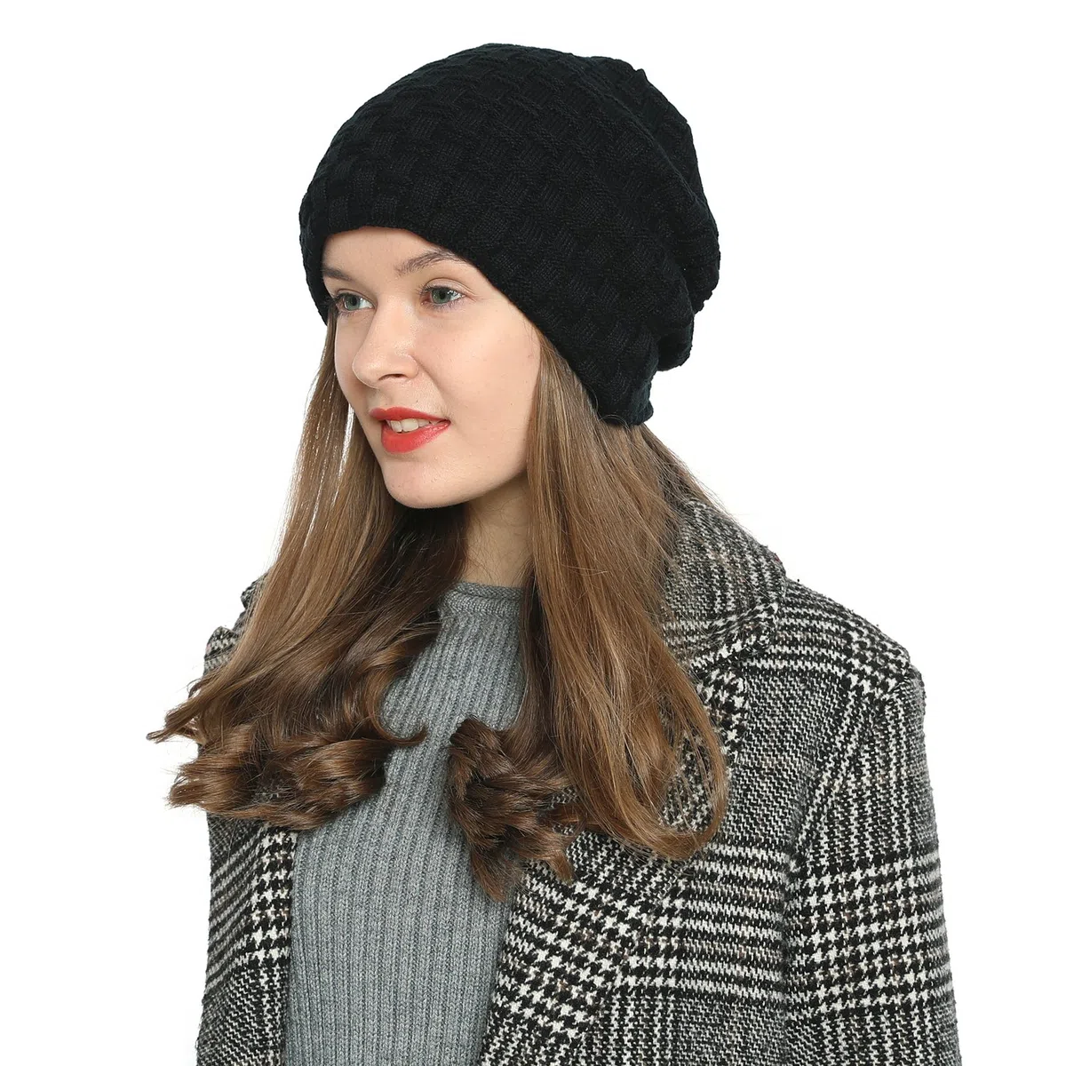 DonDon Berretto Donna Berretto Invernale Cuffia di Lana Slouch Beanie con Fodera in Pile