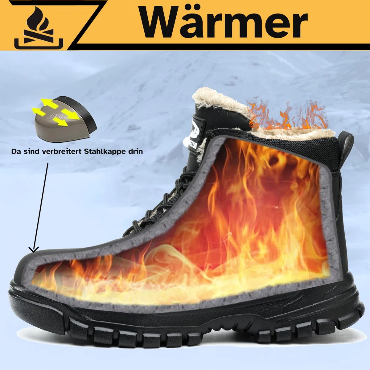 Scarpe Antinfortunistiche Invernali Uomo Donna Impermeabili Scarpe da Lavoro con Imbottitura Calda Stivali di Sicurezza Antiscivolo