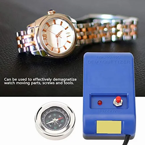 Strumenti di Smagnetizzazione Elettrici Smagnetizzatore Orologi Dispositivo di con Bussola Cavo di Alimentazione Lungo Strumento di Riparazione per Orologiai per Orologio(Spina UE)