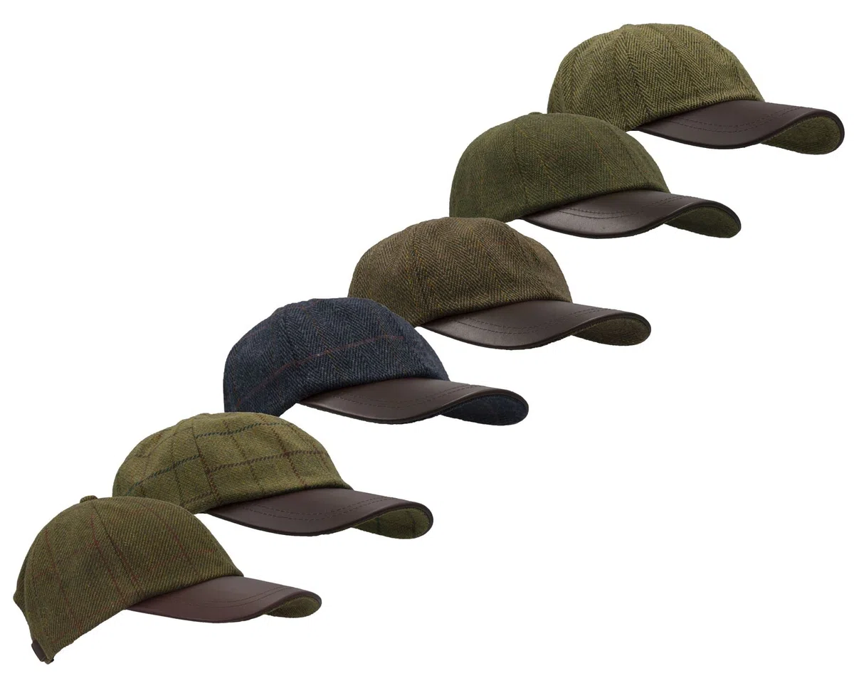 WALKER AND HAWKES - Cappello da Baseball Derby Tweed Hoaden con Visiera in Pelle - Taglia Unica