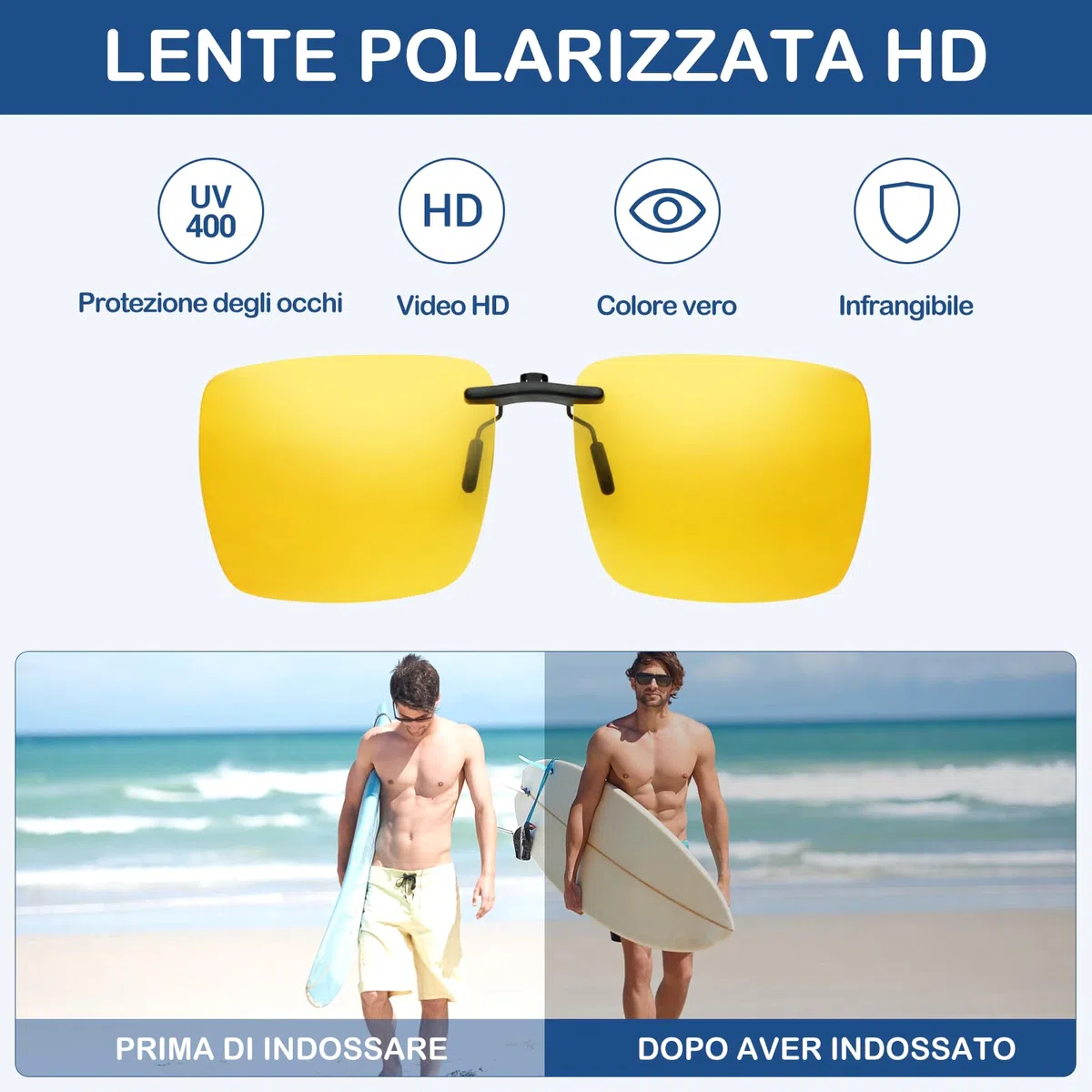 Montatura in metallo Bordo Lenti Polarizzate Occhiali da sole Clip 1C