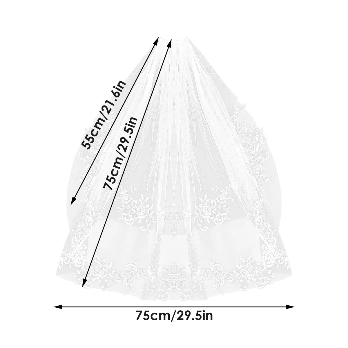 Yolev Velo da Sposa Corto in Pizzo da Sposa 2 Strati Velo da Sposa Addio al Nubilato in Tulle Morbido con Pettine per Donne Spose