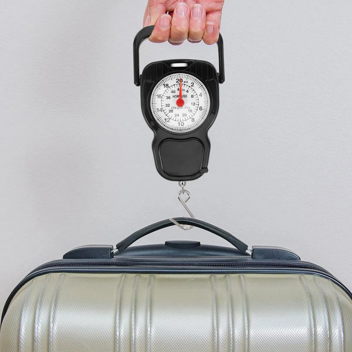 Bilancia Portatile Meccanica a Molla 20 Kg Gancio per Viaggi Casa Garage Uso Esterno e Pesatura Bagagli