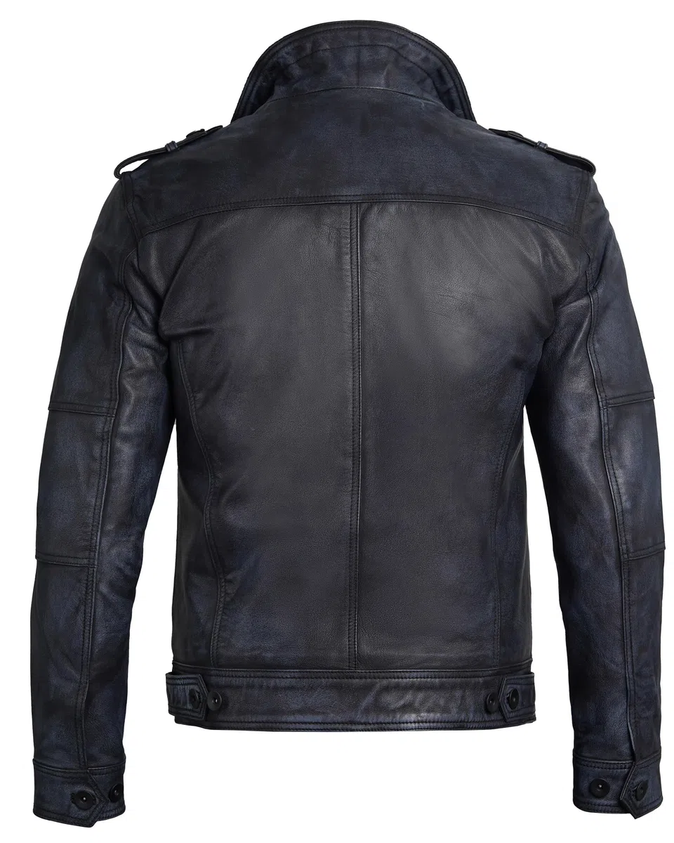 fjackets Cafe Racer Giacca in pelle da uomo - Vera pelle di agnello naturale grana giacche stile moto per uomo