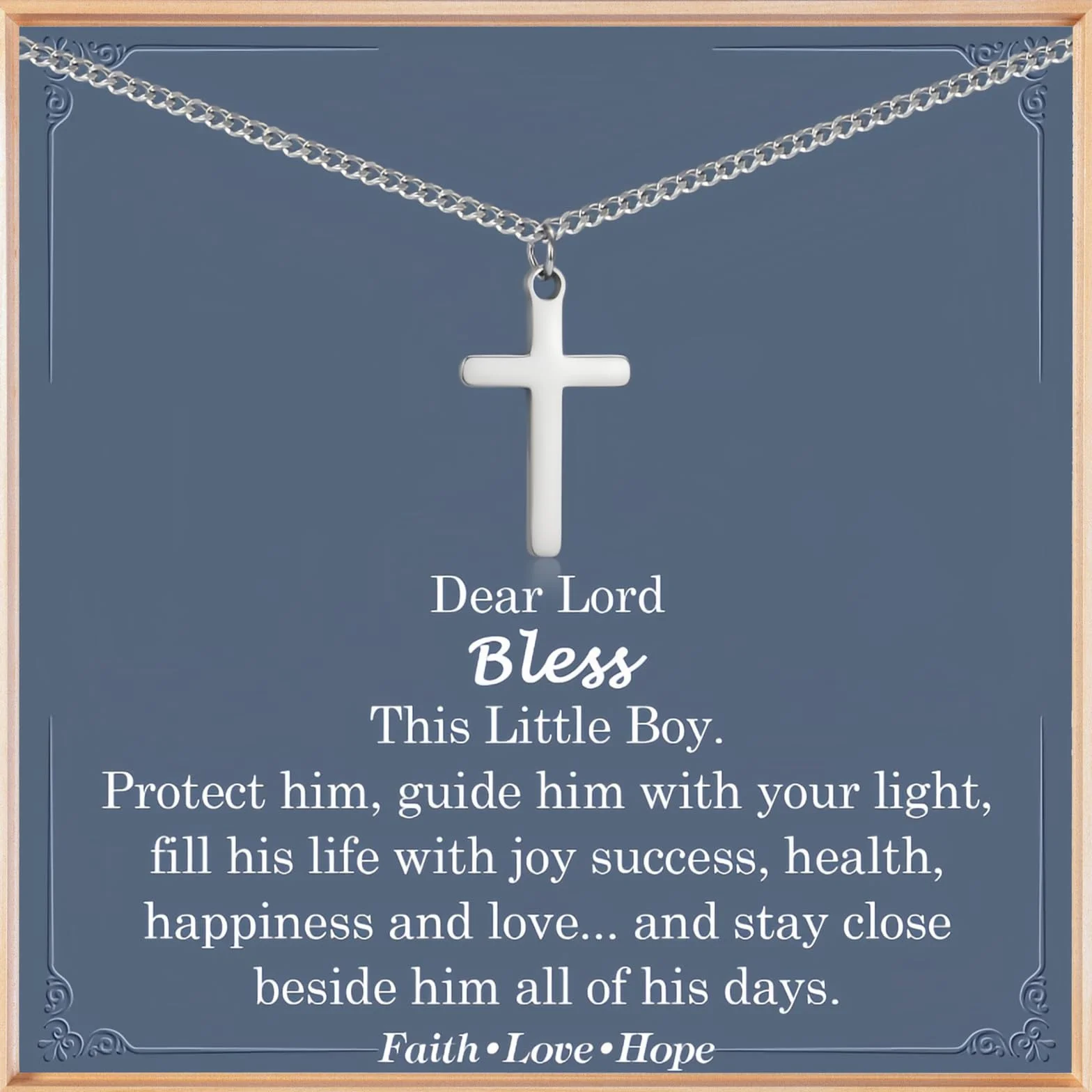 Regalo di battesimo per ragazzo, collana con croce, regalo per comunione, cresima, battesimo, per ragazzi, catena in argento con ciondolo a forma di croce per figlio, nipote, Natale, Pasqua