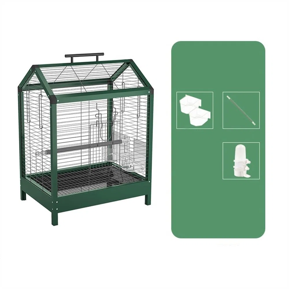 Scatole per gioielli Gabbia for uccelli in metallo Home Gabbia singola espositiva for pappagalli, canarini, parrocchetti, inseparabili, fringuelli, verde Organizzatore di gioielli
