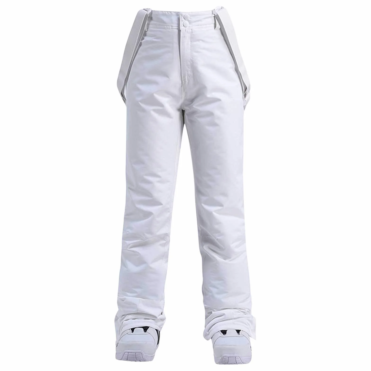 Pantaloni da Sci Donna Salopette Imbottita Impermeabile Idrorepellente Ghette Neve Integrate Ginocchio Bretelle Staccabili Regolabili Tuta Invernale Montagna Softshell Sportivi Caldi