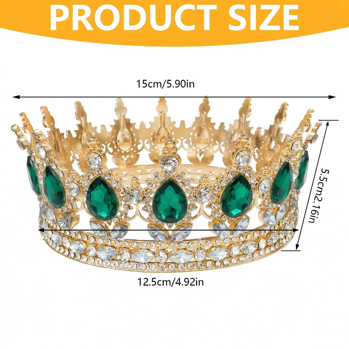 Corona Regina, Diadema da Sposa Scintillante, Tiara Barocca con Cristalli per Matrimoni, Feste Compleanno, Ricordi Viaggio, Festività, Fiere e Altro Ancora