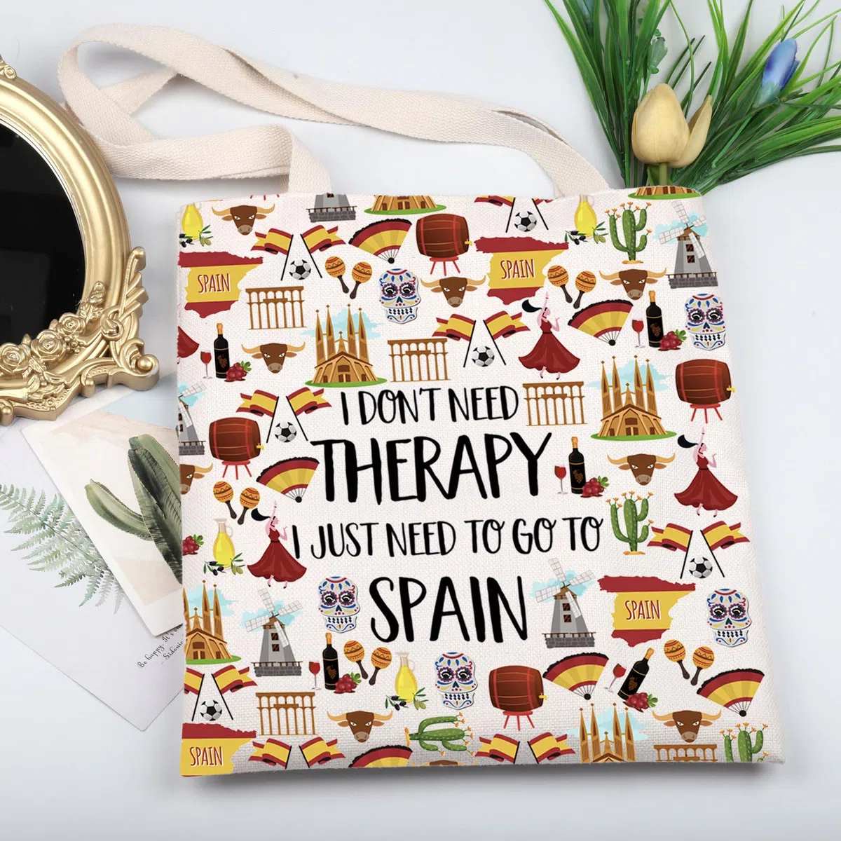 BAUNA Spagna Tote Bag Spagna Amanti Regalo Spagna Souvenir Spagna Borsa a tracolla Spagna Regalo Vacanza Viaggio in Spagna Regalo Weekend Fuga Regalo