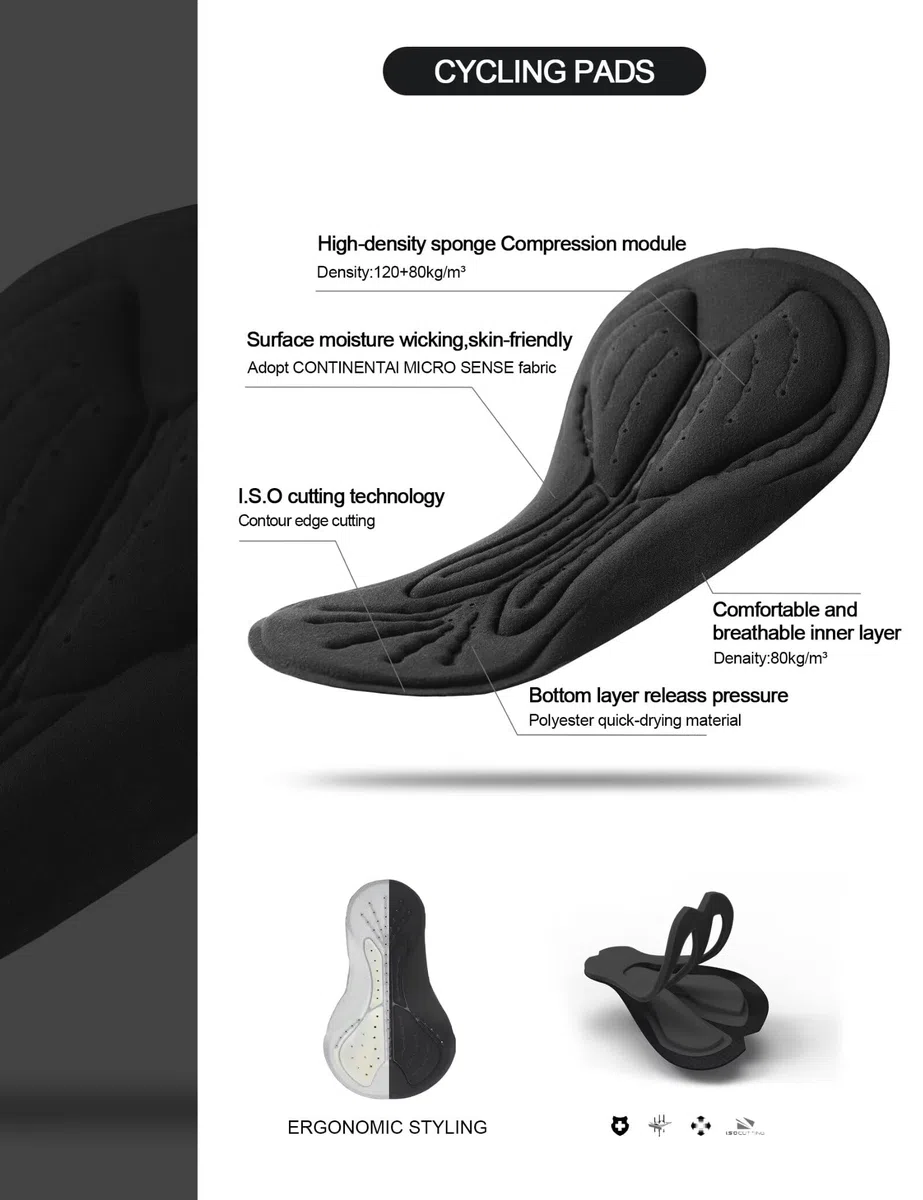 INBIKE Set di abbigliamento da ciclismo da uomo, maglia a maniche lunghe con 3 tasche posteriori, pantaloni da ciclismo imbottiti 3D traspiranti