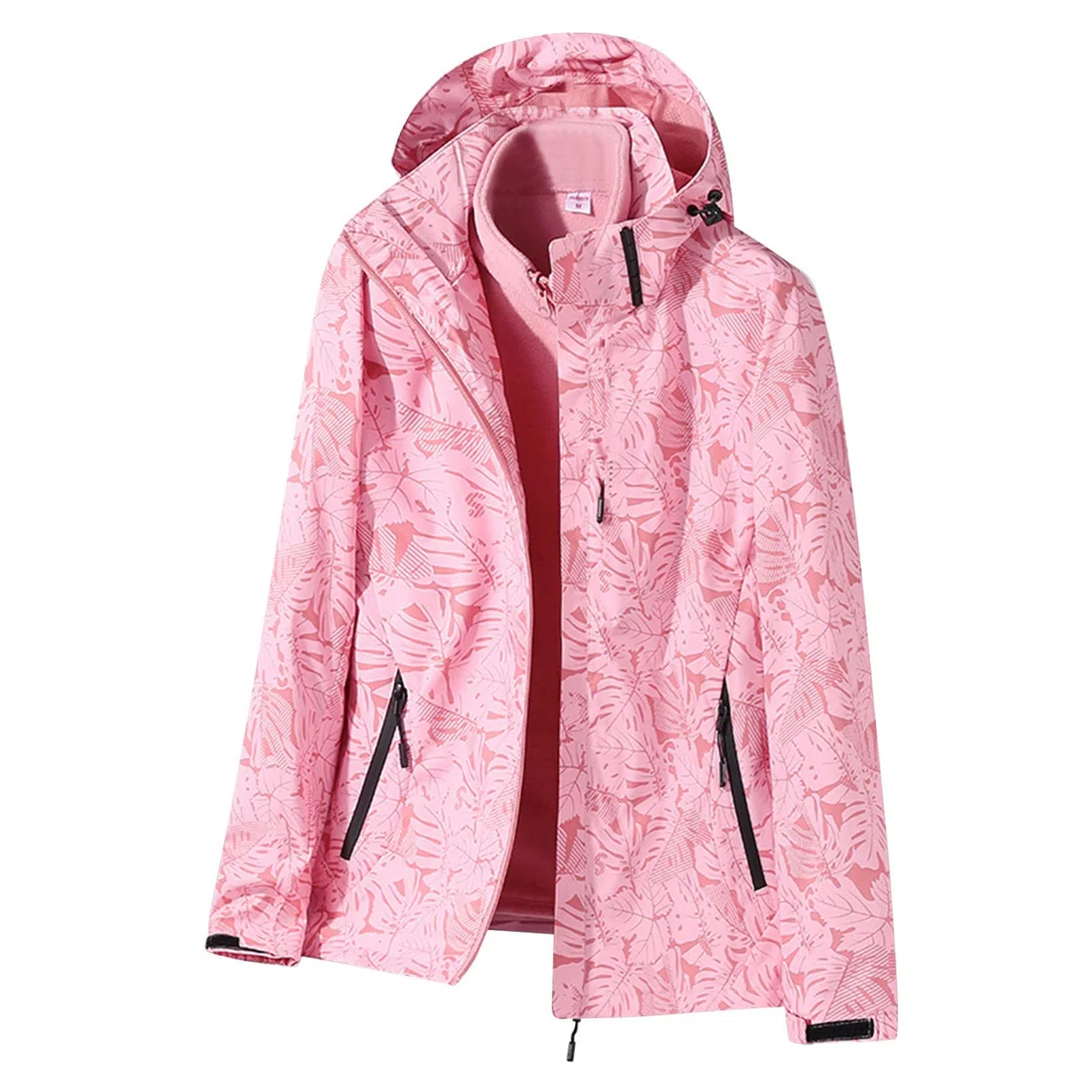 Giacca da Donna All'Aperto Antivento Traspirante Stampa Floreale in Pile Caldo Tuta Alpinismo Piumino E Antipioggia Impermeabile con Cappuccio Sportiva Anti Pioggia A Vento Tecnica