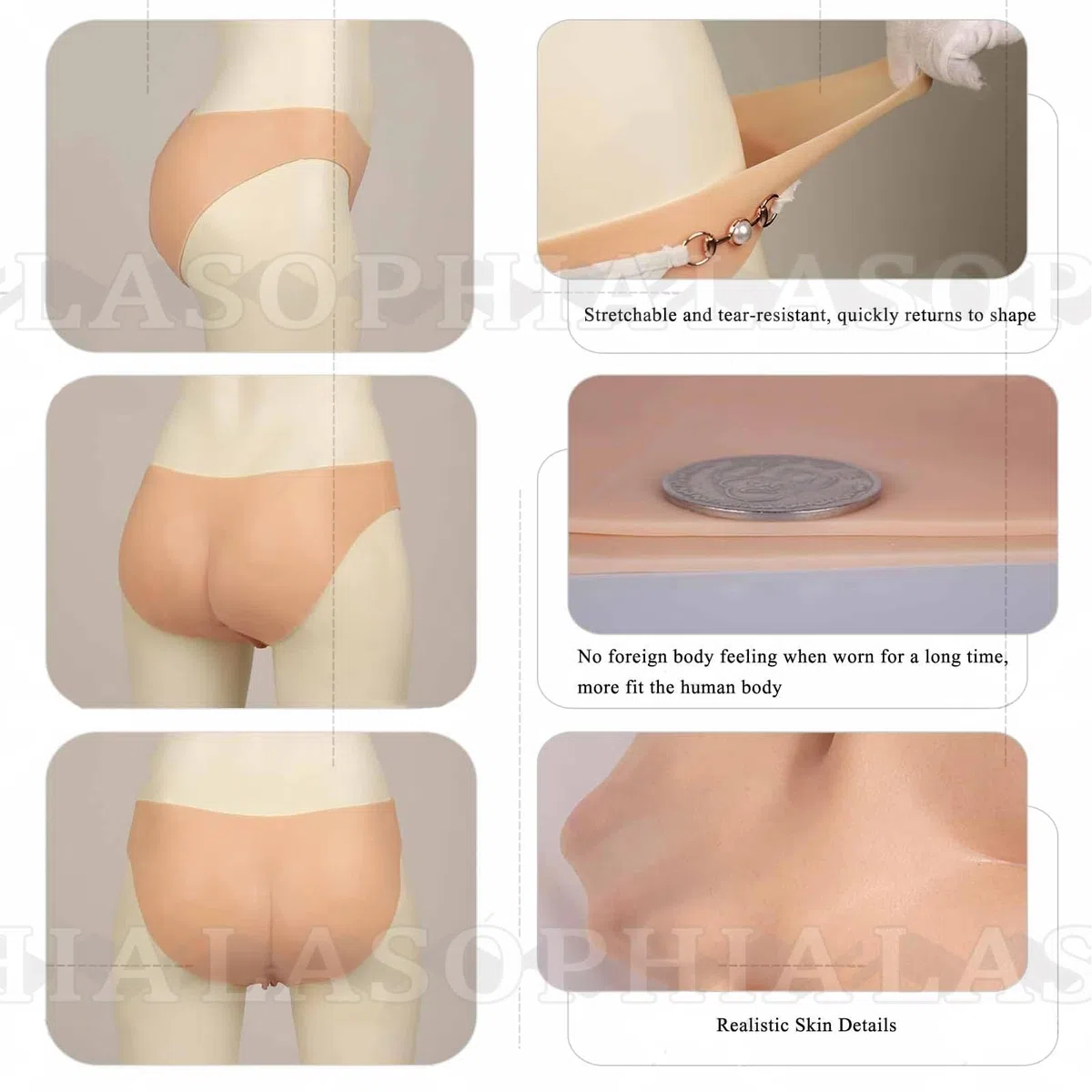 Mutandine A Triangolo in Silicone da Donna,Modellatore del Corpo,Controllo E Push-Up,Slip Che Sollevano I Fianchi,Lingerie Nascosta per Crossdresser