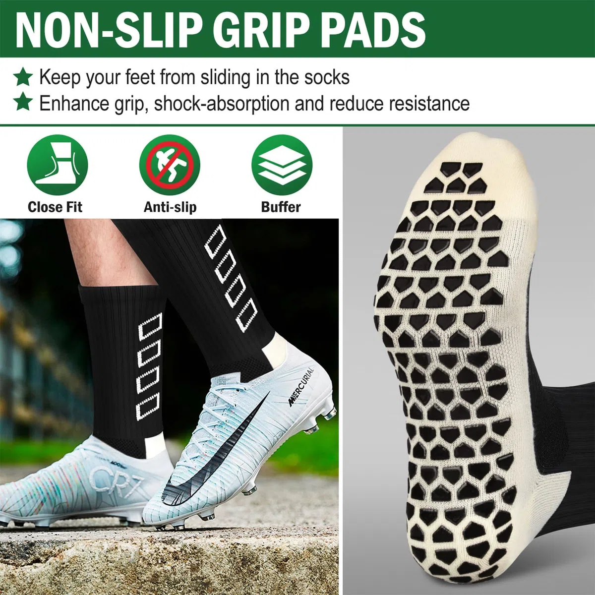 Calze Calcio Antiscivolo Uomo 37-45 Calze Antiscivolo Calcio Anti Vesciche Addensare Cotone Calzini Sportivi Donna Traspirante Calzini Grip Calcio per Ciclismo Trekking