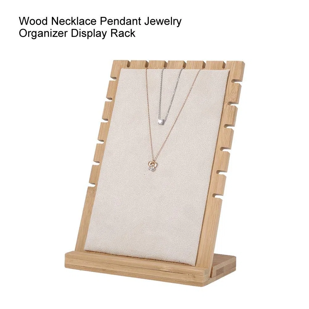 Focket Porta Gioielli, Porta Gioielli Organizzatore, Legno Ecologico Durevole Rimovibile per Collana per Ciondolo(Beige)