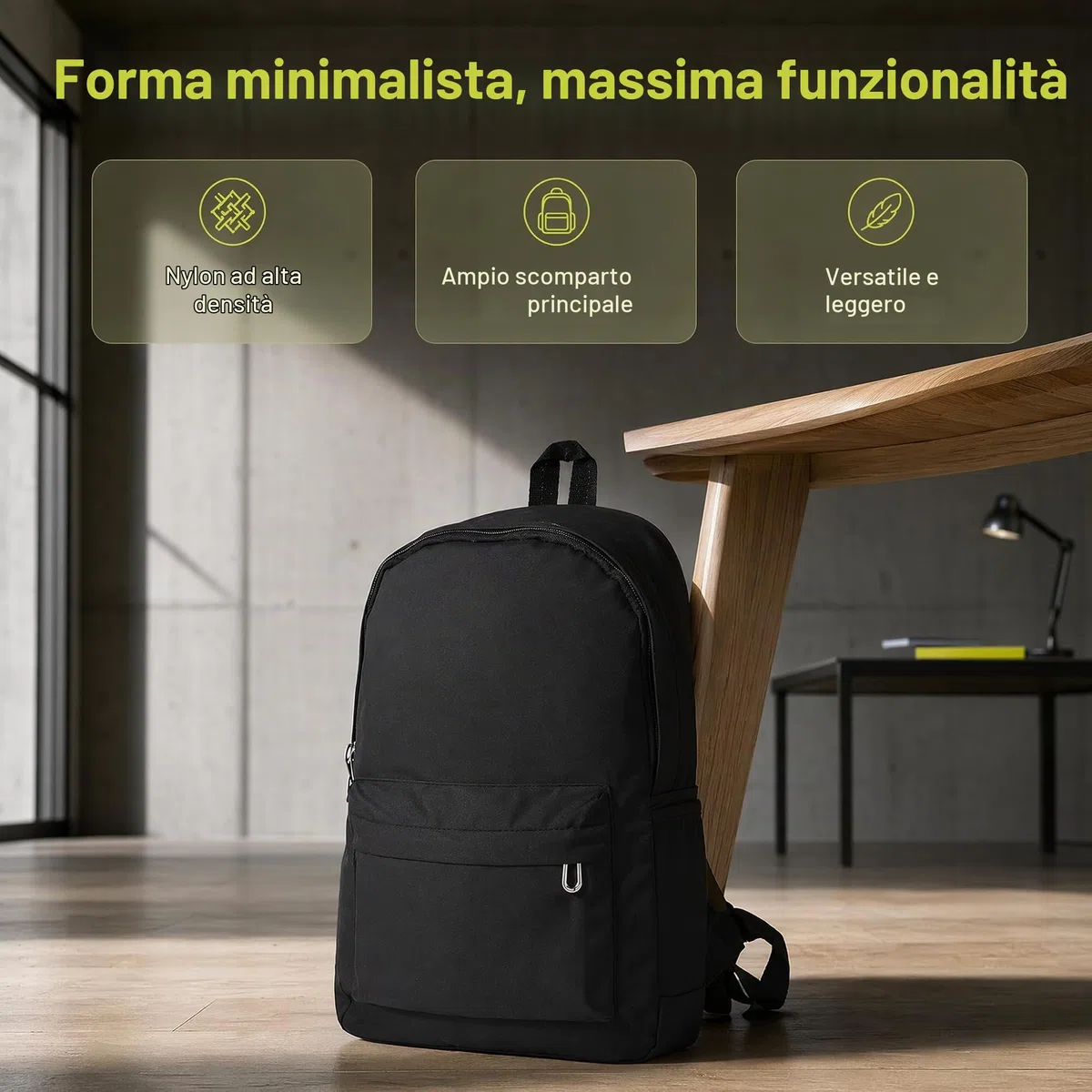 TSLBW Zaino per la Scuola superiore Ragazzi, leggero, casual, per lo studente universitario borsa sportiva di viaggio all'aperto A4 rivista IPad (Nero)