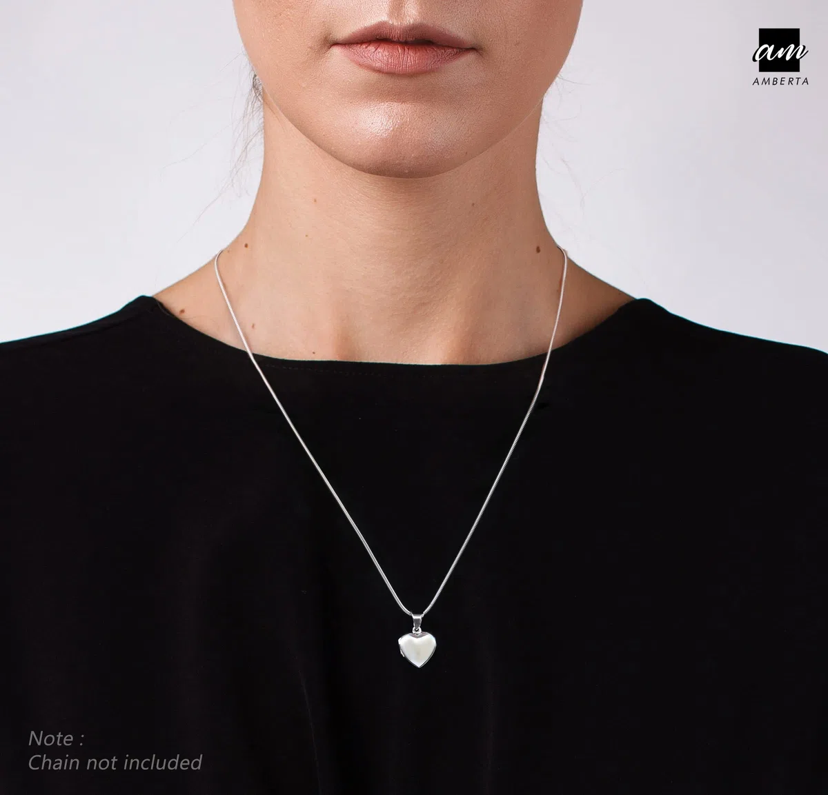Amberta Medaglione in argento Sterling 925 con ciondolo in diverse forme, da donna, per foto e pietre preziose
