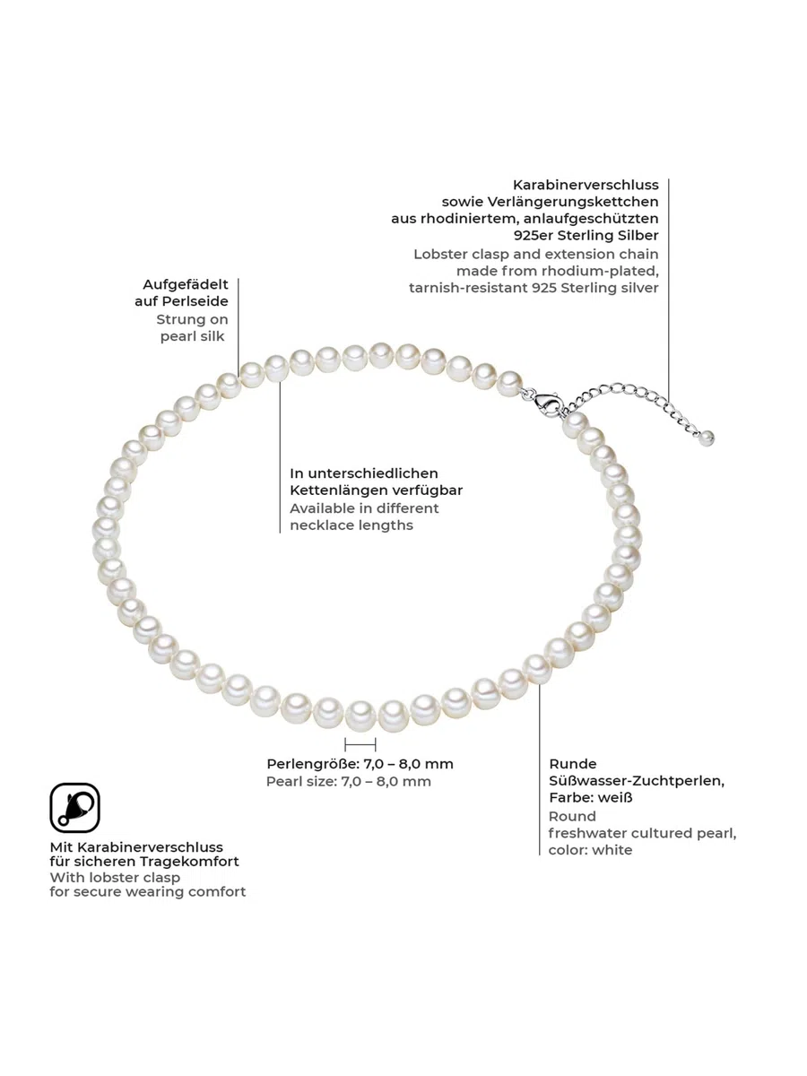 Valero Pearls Collana di perle da Donna in Argento Sterling