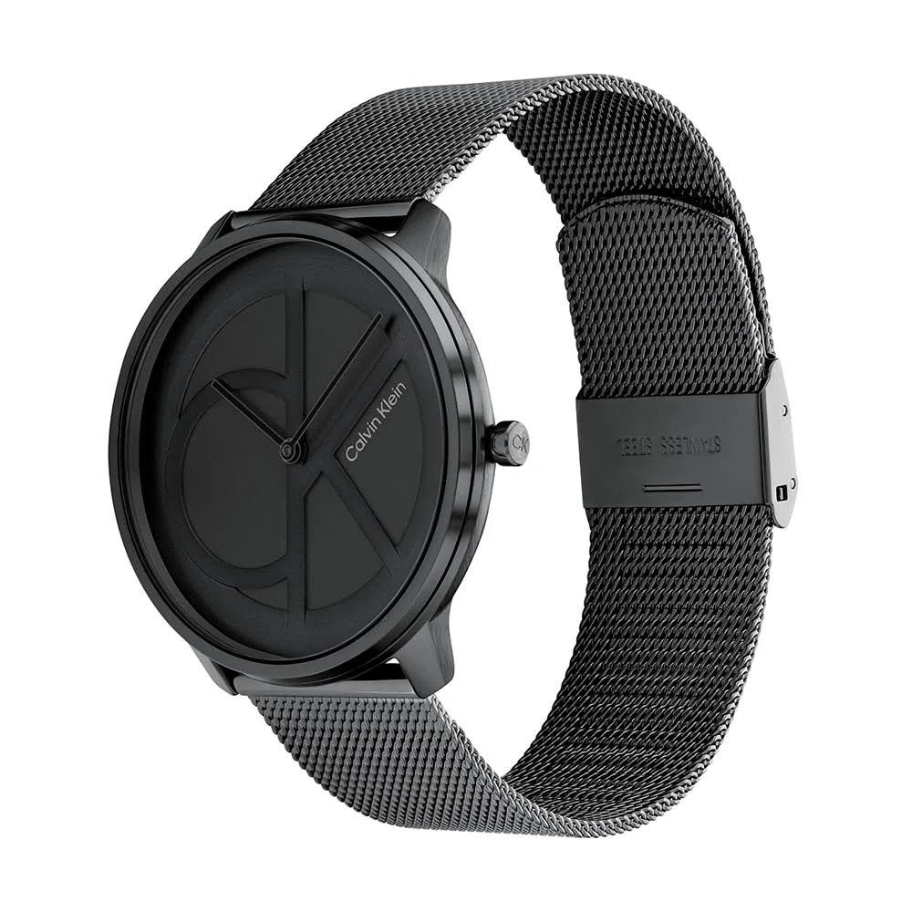 Calvin Klein Orologio Analogico al Quarzo per Uomo e Donna Collezione ICONIC Disponibile con Bracciale in Acciaio Inossidabile a Maglie o in Maglia