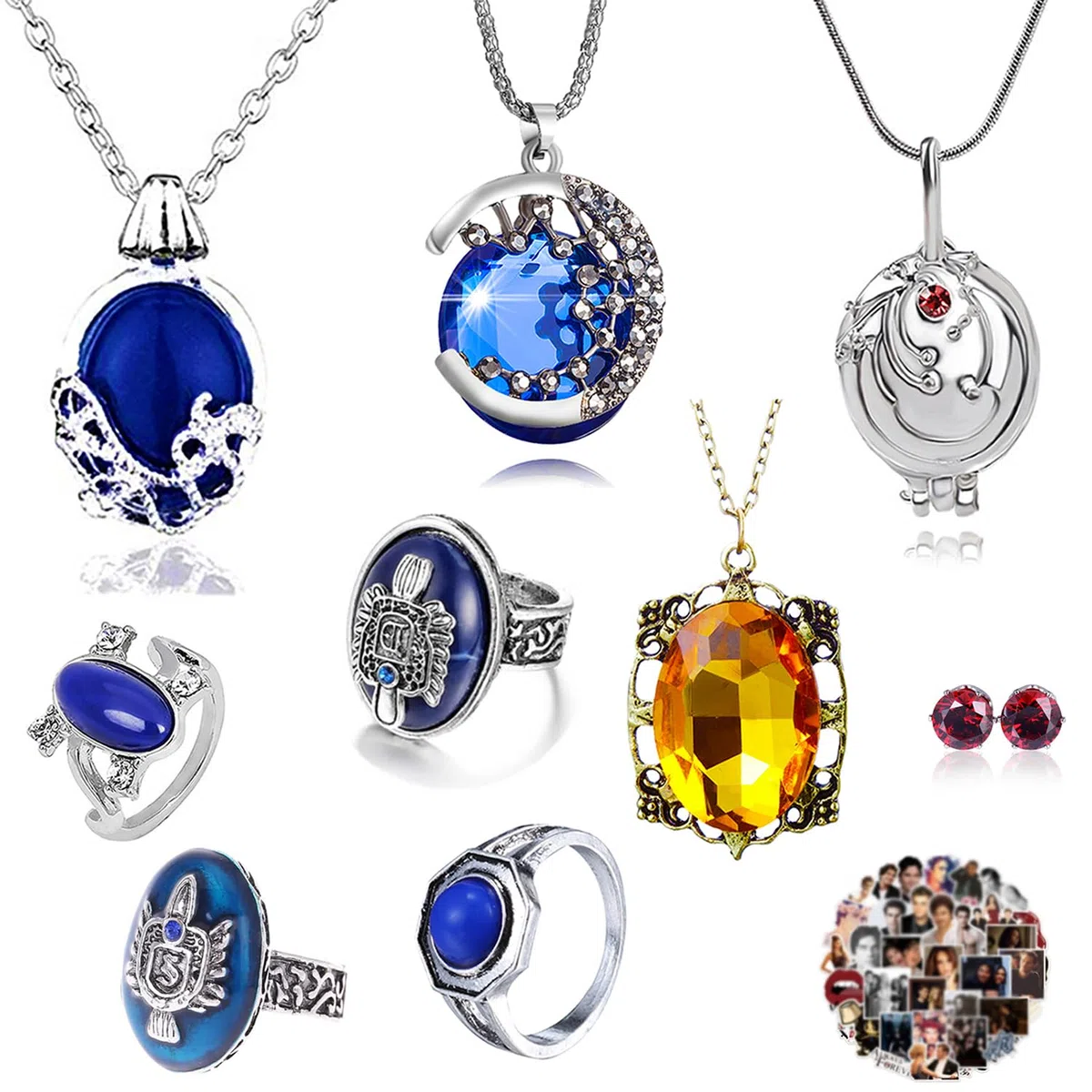 YouU UoYu The Vampire Gioielli Set Elena Gilbert Apertura Verbena Locket Collana Daywalking Katherine Sapphire Crystal Ring Red Diamond Stud Orecchini con Adesivo 29 pezzi