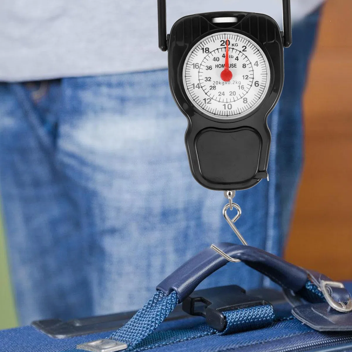 Bilancia Portatile Meccanica a Molla 20 Kg Gancio per Viaggi Casa Garage Uso Esterno e Pesatura Bagagli